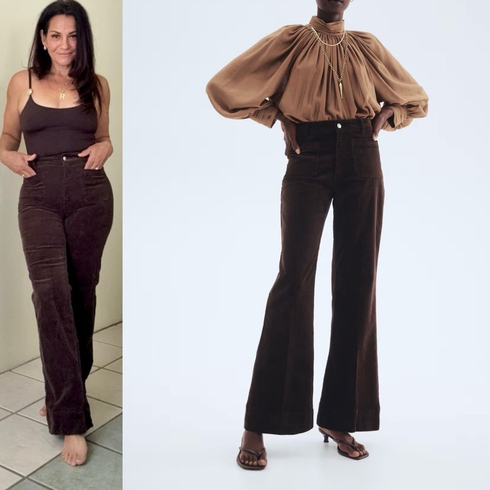 H&M Dark Brown Corduroy Boot Cut Pants Size 6